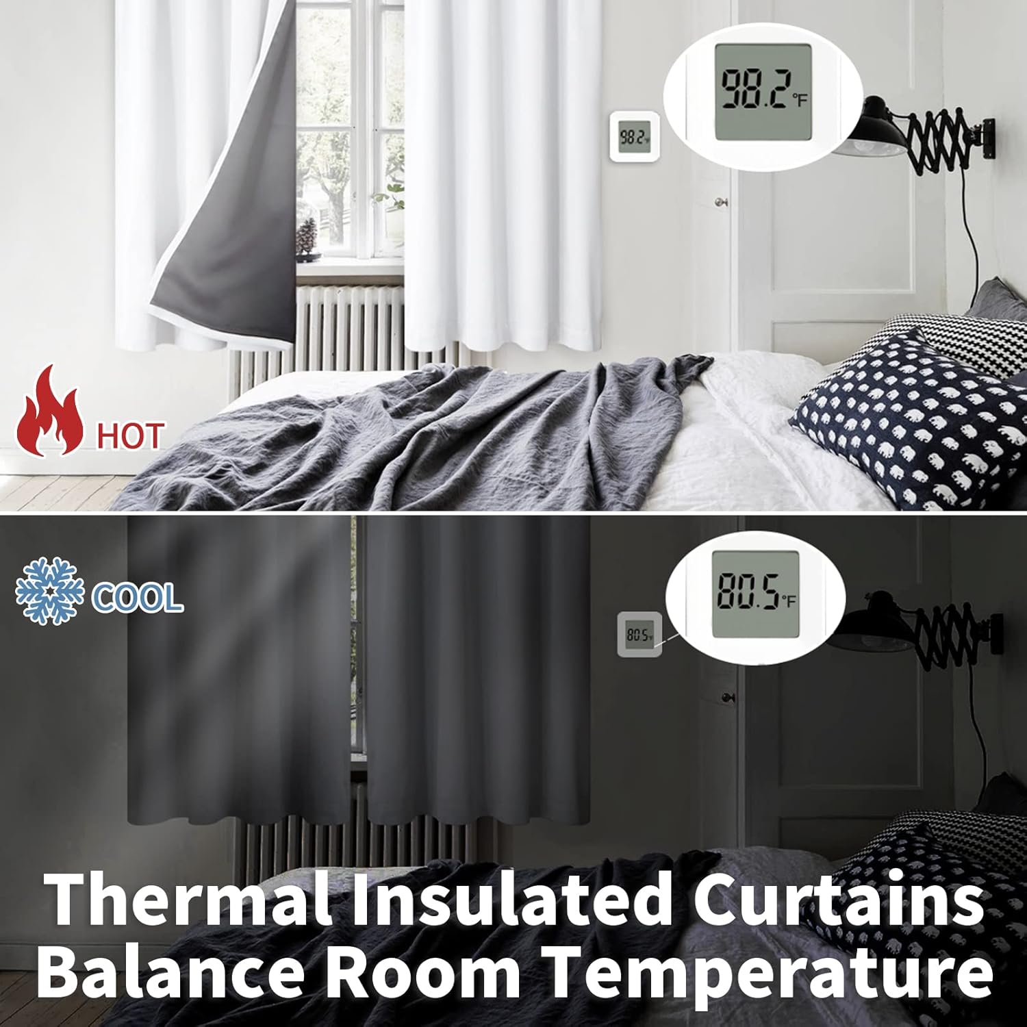BGment – 2cortinas 100% opacas, con aislamiento térmico, forro negro, de doble capa, oscurecedoras, reductoras de ruido y con bolsillo para