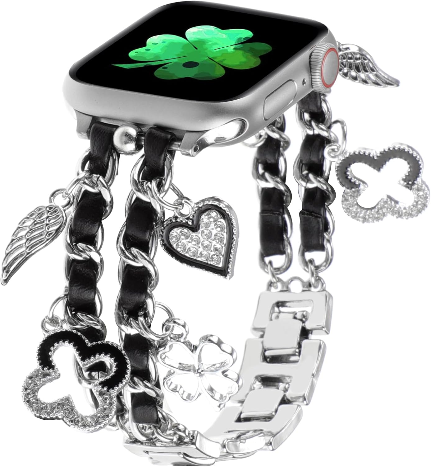 WONMILLE Correa compatible con Apple Watch de 1.732 in 1.772 in 1.929 in 1.654 in 1.496 in 1.575 in 1.614 in mujer elegante diseño de cadena con