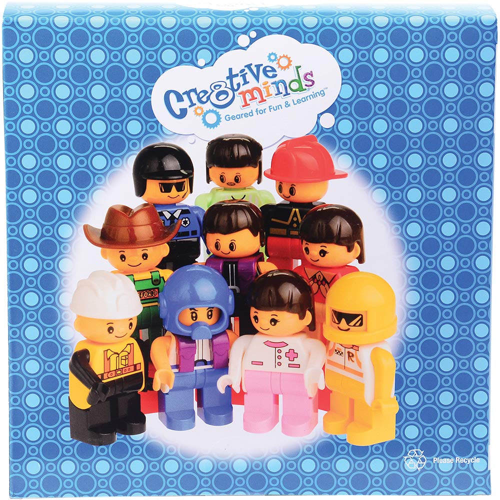 Constructive Playthings 20 piezas Posable People para ladrillos de construcción de tamaño preescolar