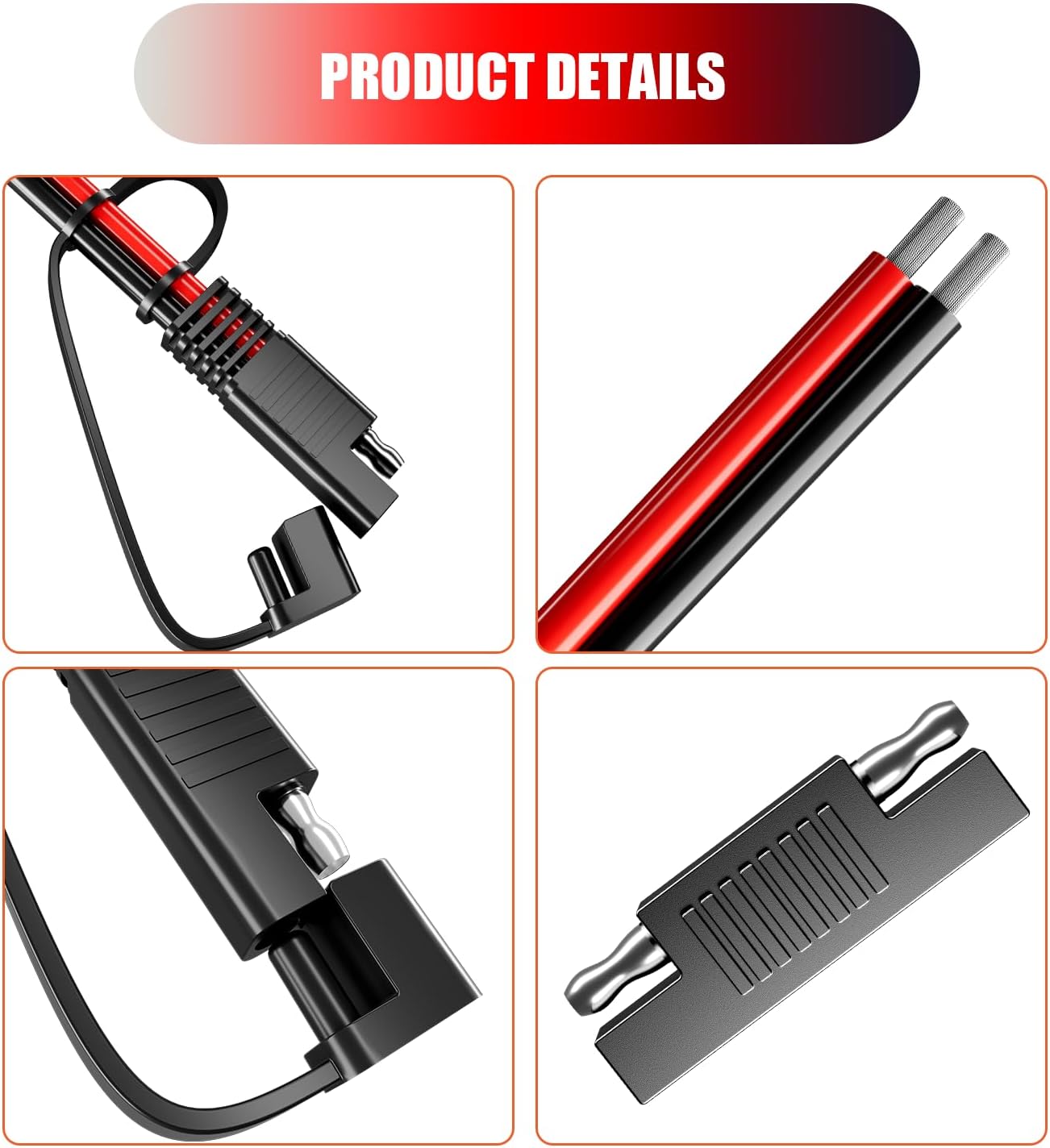 BERLAT – Paquete de 2 extensiones de cable solar, 14 Awg 11.8 in, extensión de corriente continua automotriz para conexión y transferencia de