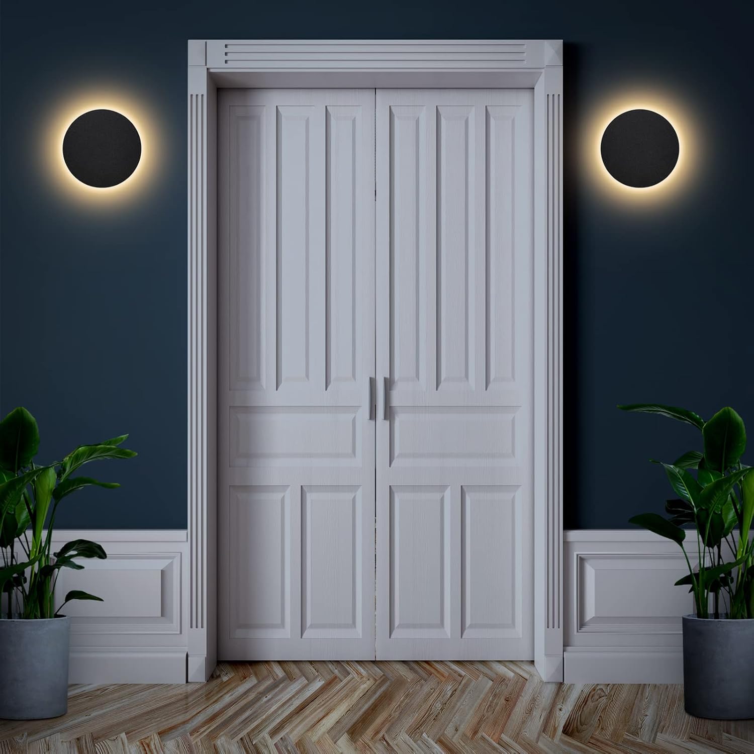 FUDESY – Lámpara de pared LED para interiores y exteriores, moderno aplique de pared IP65 impermeable, 8 W, blanco cálido, 3000 K, iluminación de