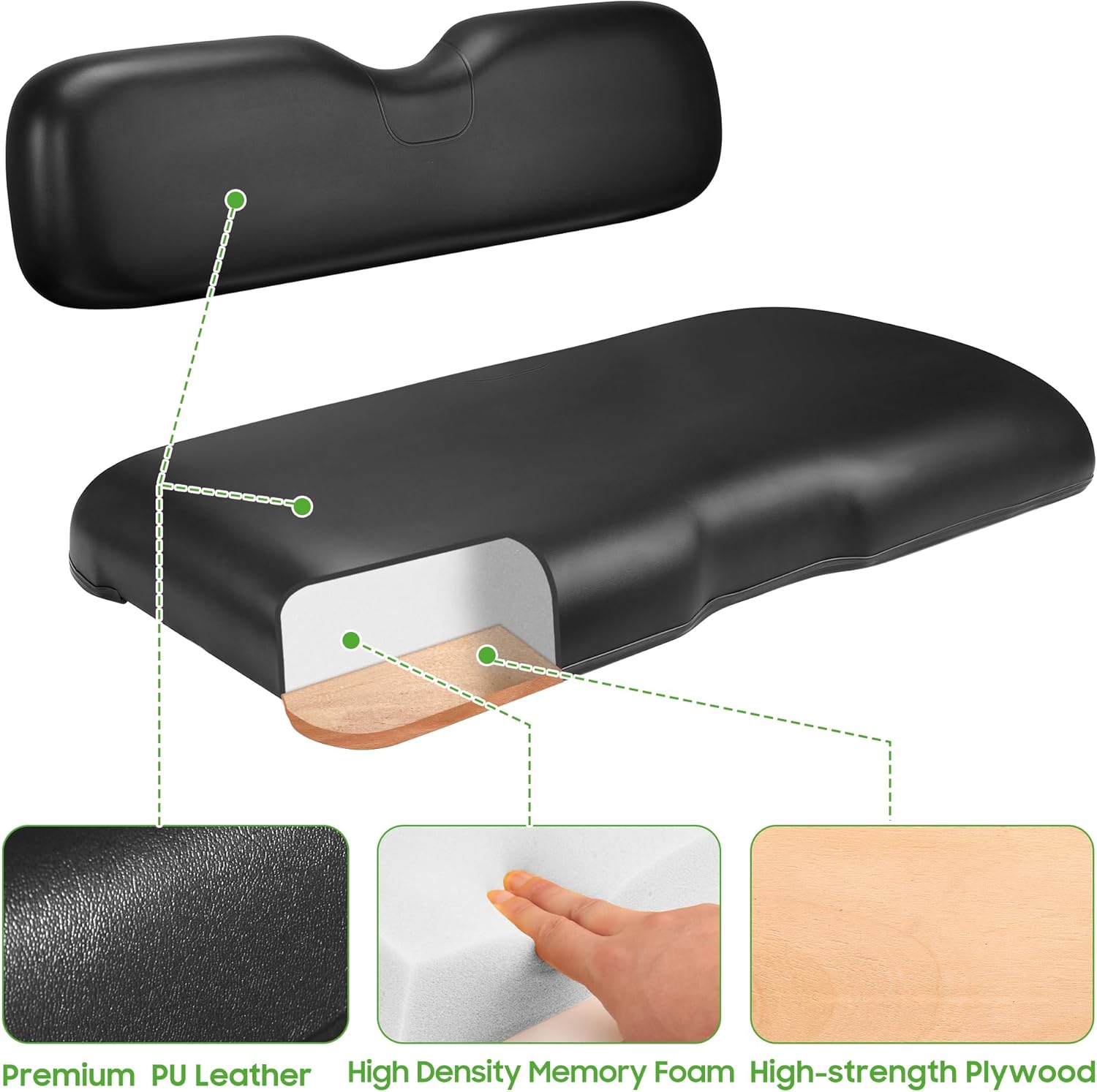 Kit de montaje del asiento delantero del carrito de golf para EZGO RXV 2008-up, cojines inferiores del asiento del estilo de fábrica y respaldo del