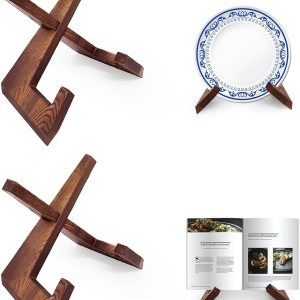 Soporte de libro de cocina para encimera de cocina, soporte de madera para libro de recetas para decoración de mostrador, juego de 2, soporte de Soporte de libro de cocina para encimera de cocina, soporte de madera para libro de recetas para decoración de mostrador, juego de 2, soporte de
