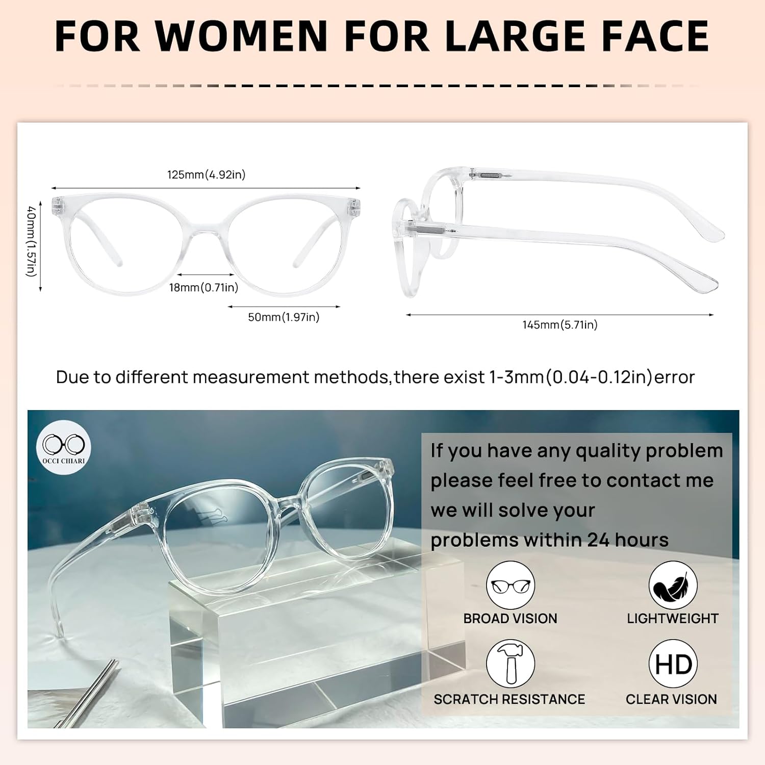 OCCI CHIARI Gafas de lectura para mujeres pequeñas, cómodas y elegantes