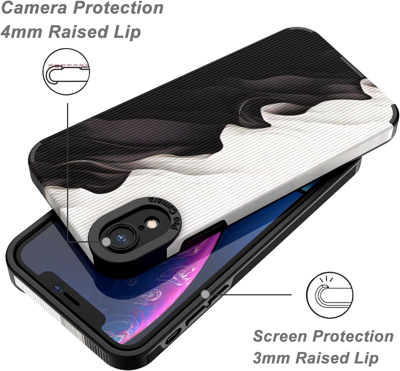 Funda de silicona compatible con iPhone XR para mujeres y niñas, TPU suave antigolpes, diseño aerodinámico de silicona, color negro