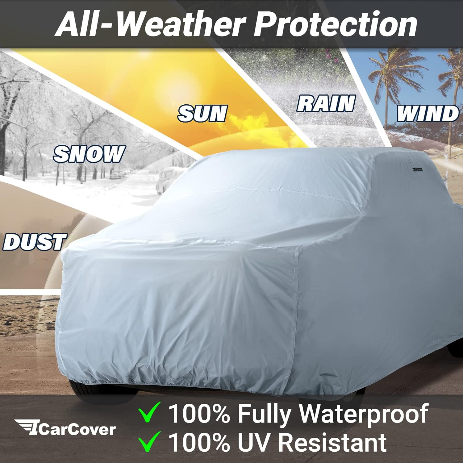 iCarCover Funda de camión prémium para RAM 1500 2019-2023 Crew Cab de 6.4 pies, cama regular, impermeable, para todo tipo de clima, lluvia, nieve,