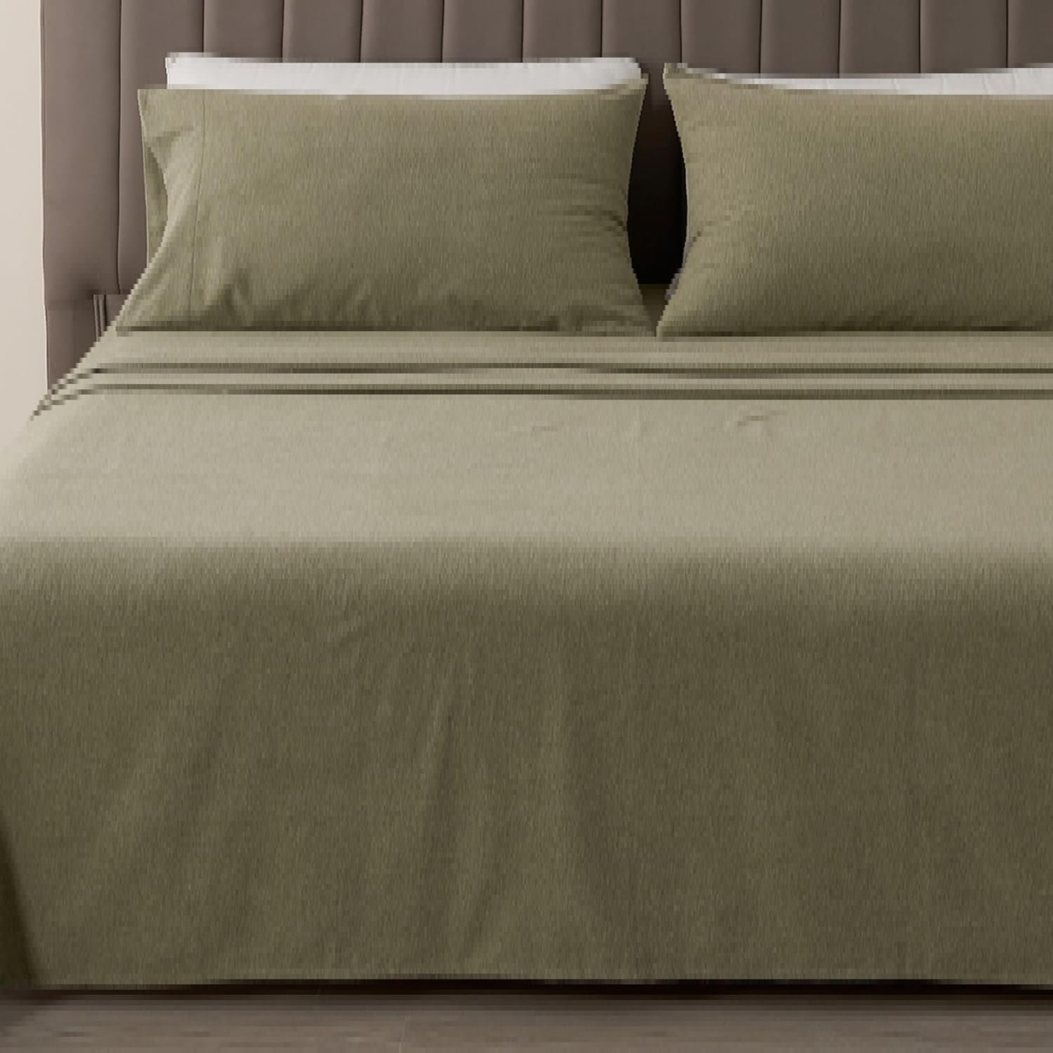 Great Bay Home Juego de sábanas de franela de mezcla de algodón de 4 piezas  Sábanas y fundas de almohada de algodón  Cálidas, doble cepillado para