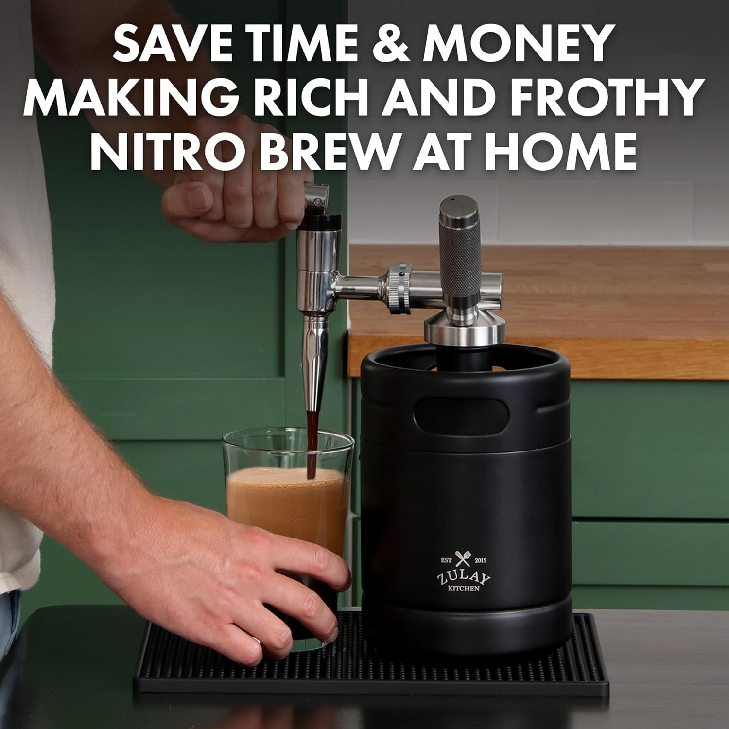 Zulay Nitro – Cafetera fría Nitro con válvula de alivio de presión y grifo de crema, regalo para los amantes del café, cafetera Nitro Cold Brew para
