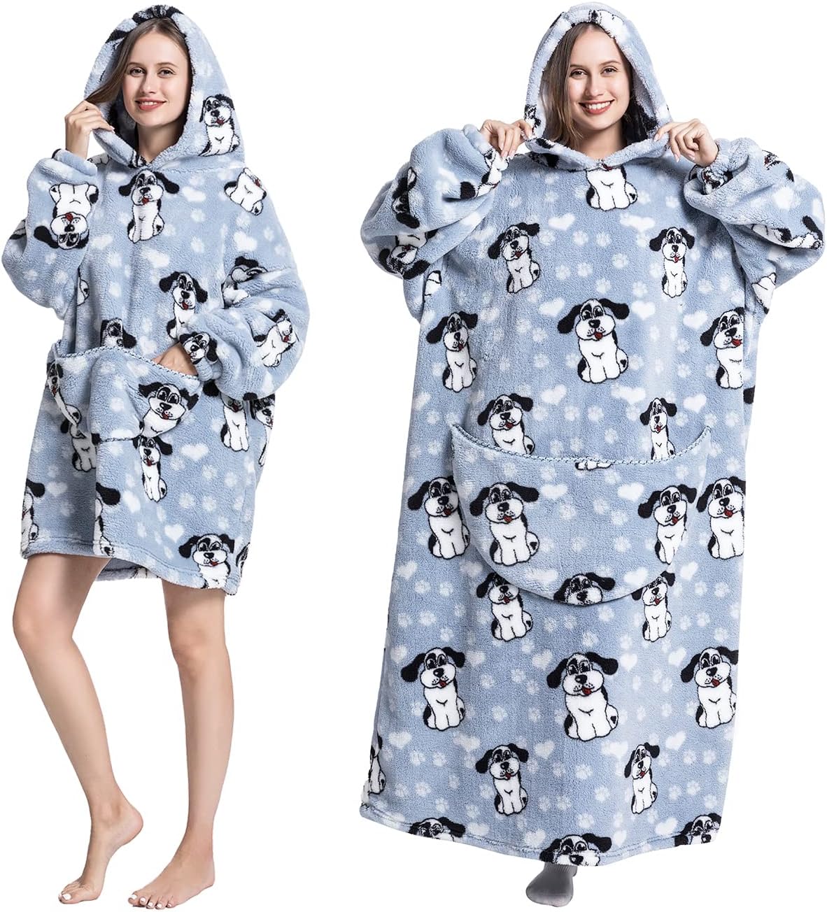 JULGIRL Manta de gran tamaño para mujeres y hombres, forro polar Sherpa gruesa y cálida con capucha con bolsillo gigante, súper acogedora, manta