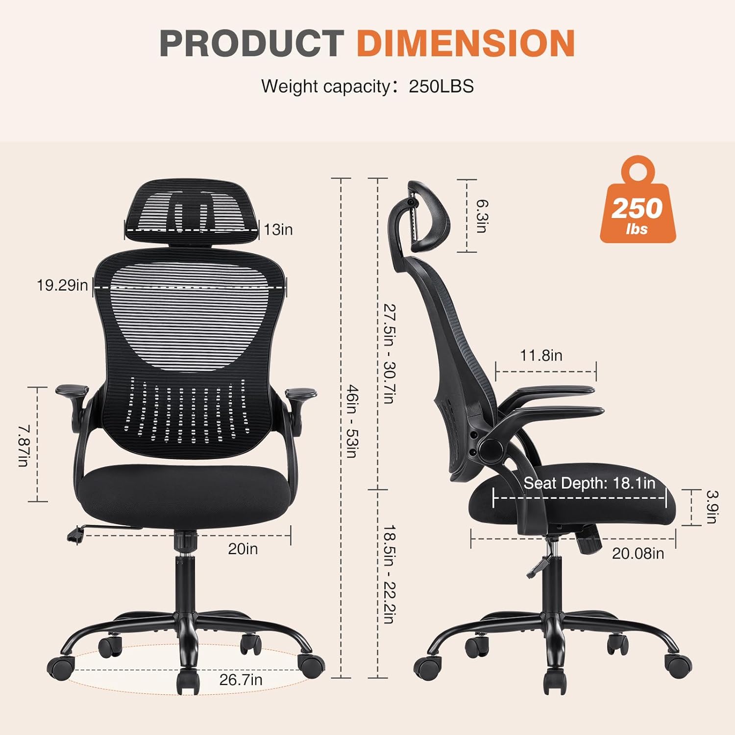 Sweetcrispy Silla de escritorio para computadora de oficina, ergonómica, con respaldo alto, de malla, con ruedas y reposacabezas ajustables, cómodo