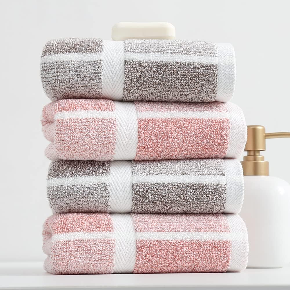 Juego de 2 toallas de mano rosas 100% algodón con patrón a cuadros, súper suaves, altamente absorbentes, toallas de mano decorativas para baño, 13 x