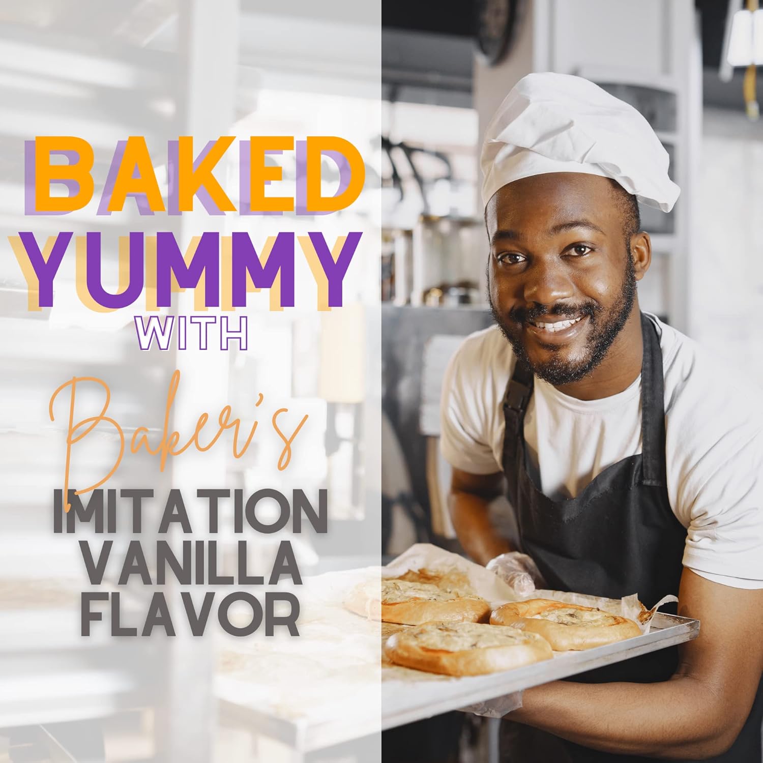 Wyked Yummy Sabor a vainilla de imitación con (2) botellas de 8 onzas de vainilla de imitación de panadero y (1) cuchara medidora todo en uno