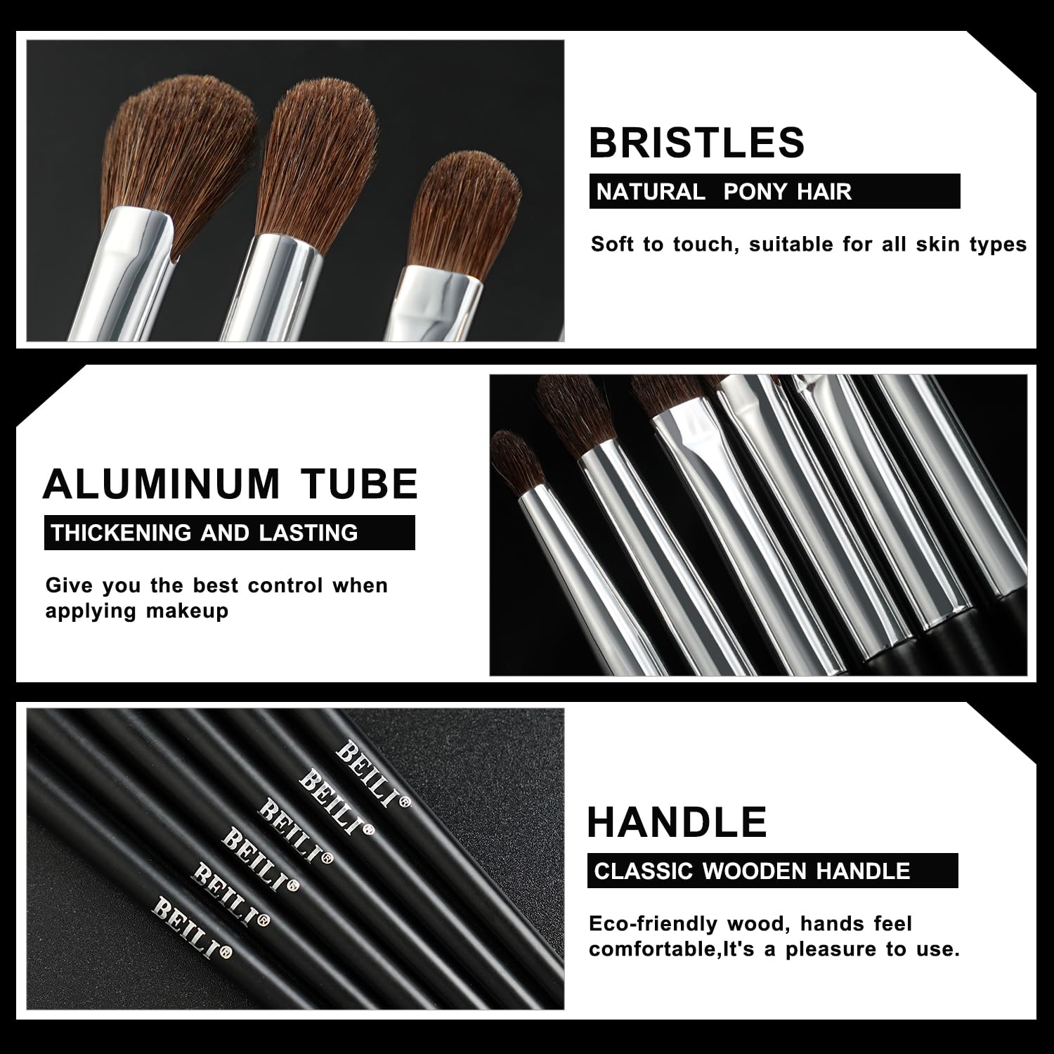 BEILI Juego de 6 brochas de maquillaje de ojos, pinceles pequeños y portátiles para sombra de ojos, brochas de maquillaje para sombra de ojos,