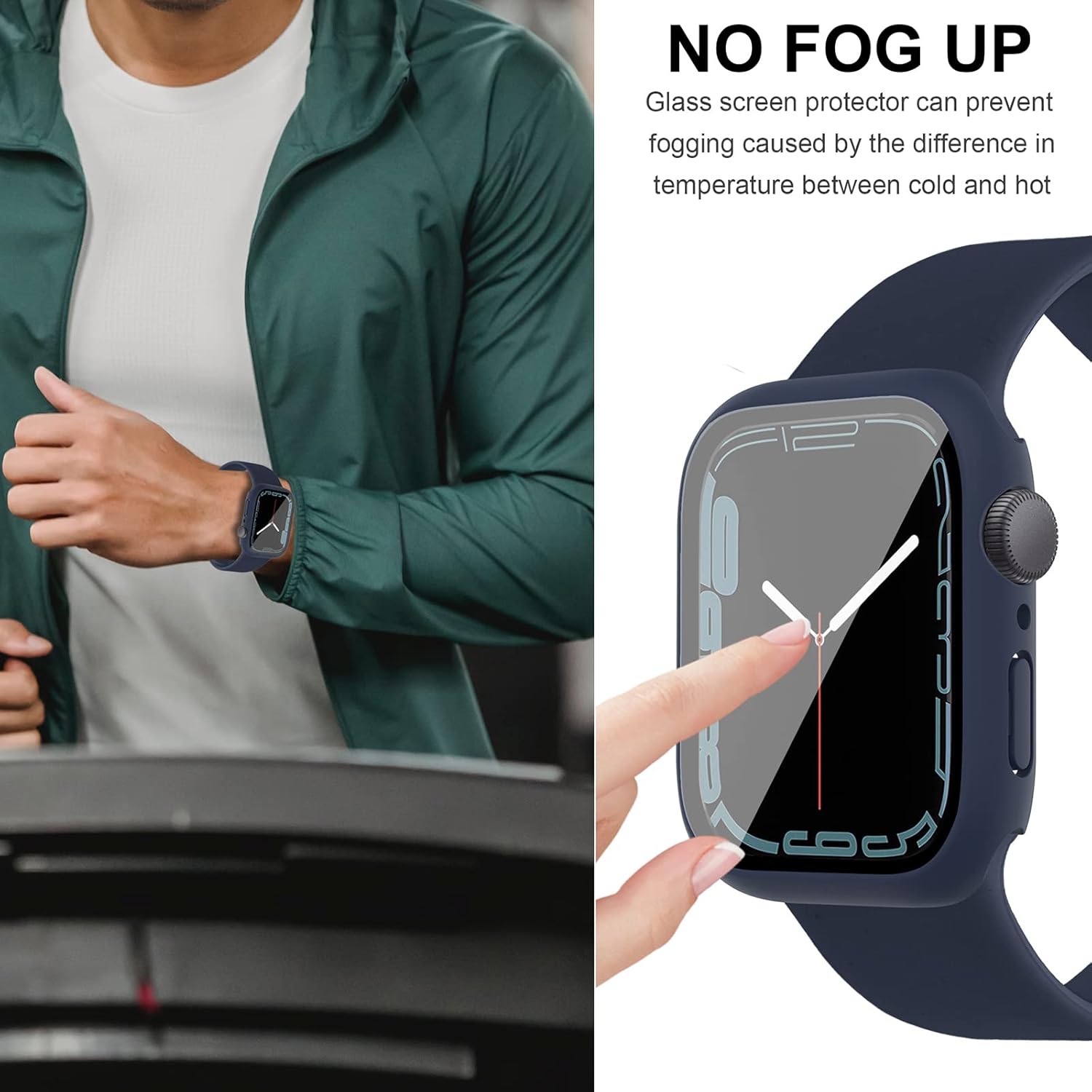 2 en 1 Miimall – Funda protectora de pantalla impermeable para Apple Watch 7 de 1.614 pulgadas, carcasa rígida de policarbonato impermeable