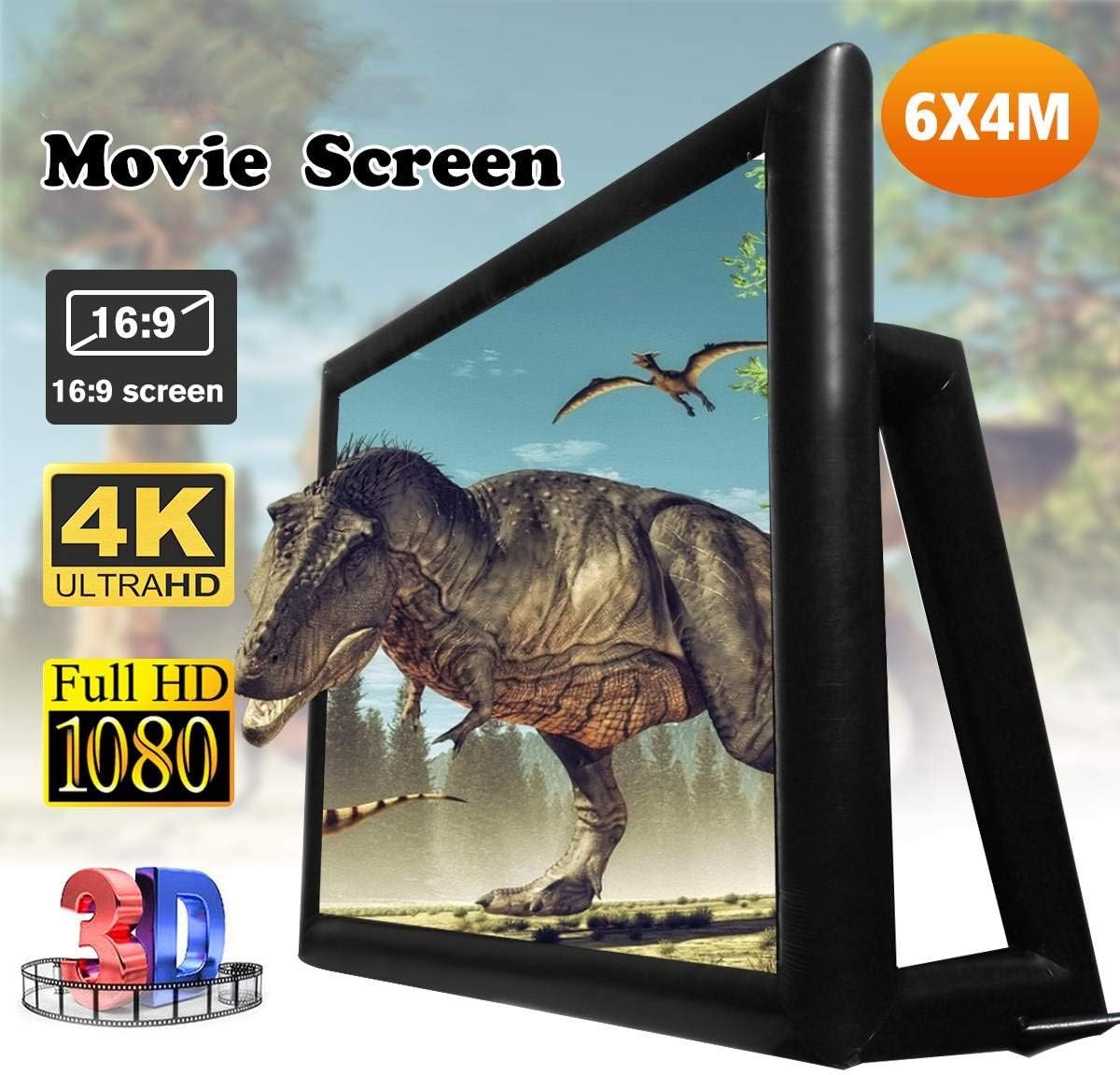 Pantalla de proyector, lanzamiento 6x4M 4.4×2.5M 16 9 200 pulgadas pantalla inflable de cine TV pantalla de visualización al aire libre pantallas de
