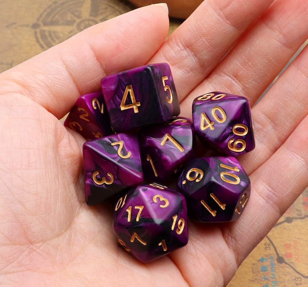 Juego de 7 dados DND para Dungeon and Dragons MTG D&D D20 D12 D10 D8 D6 D4