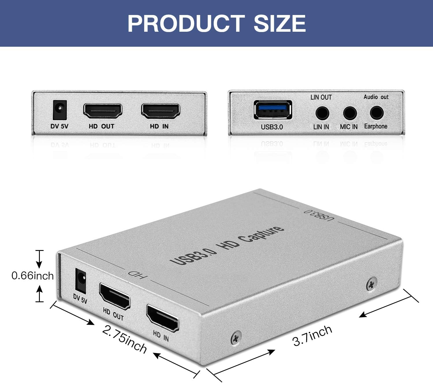 Ulalov Tarjeta de captura de video, USB 3.0 HDMI tarjeta de captura de juegos, transmisión en vivo y grabación en 1080p compatible con PS4, Switch,