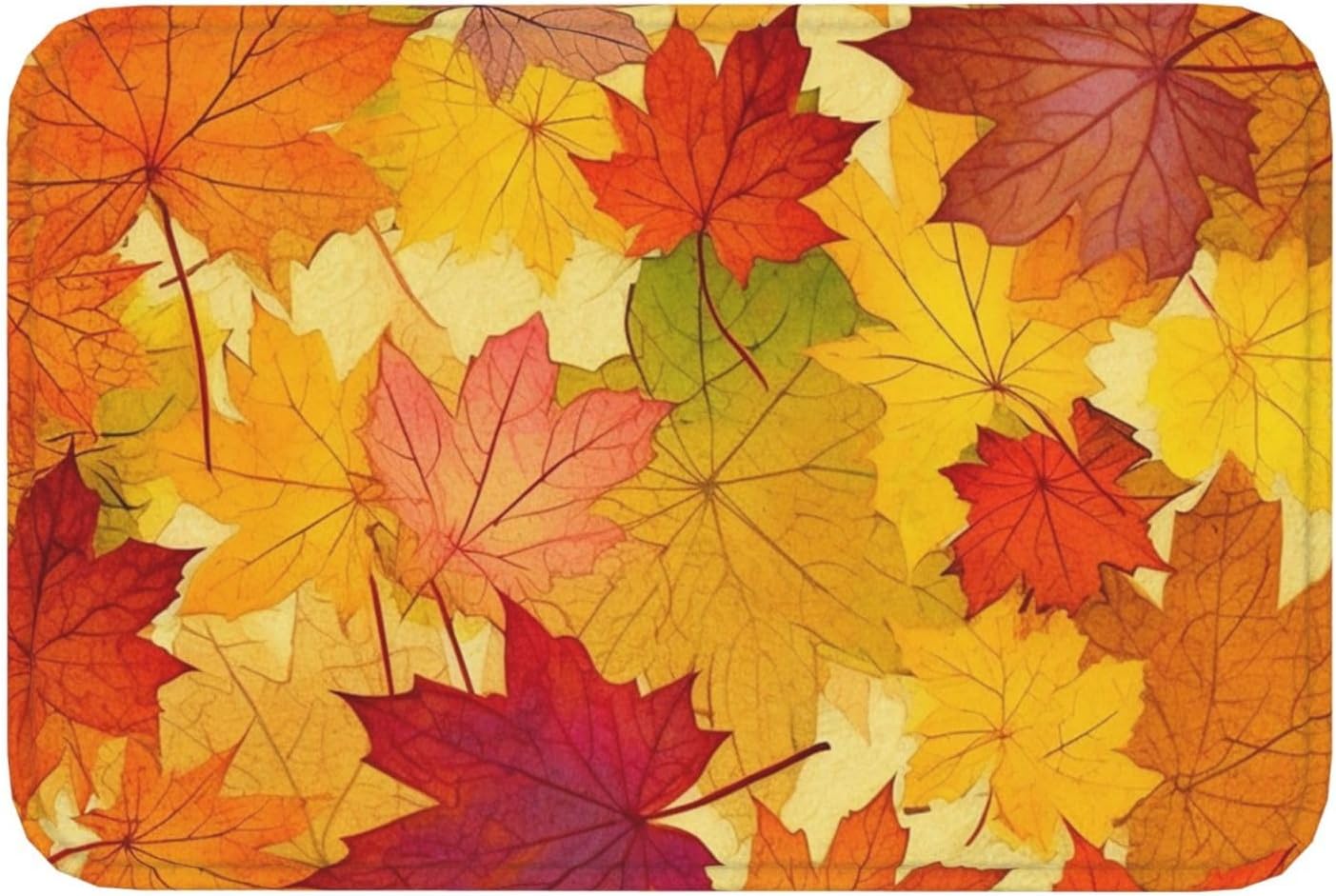 Autumn Leaves of Maple Print Bathroom Rugs Soft Flannel Area Rug Non-Slip Bath Rug Welcome Door Mat Carpet for Living Room Bedroom Outdoor 24 x 16 in