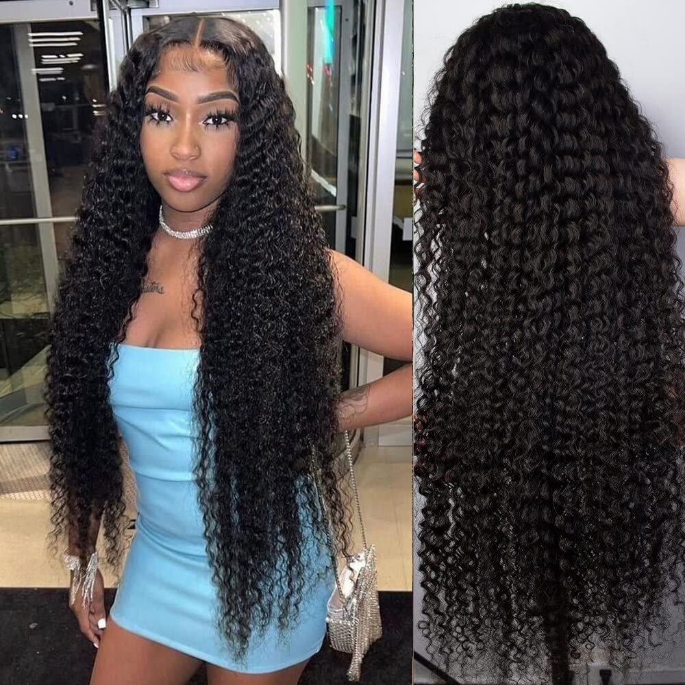 Peluca de cabello humano ondulado profundo con encaje frontal de 13 x 4 para mujeres negras, peluca de cabello humano prearrancado con abuelitos,