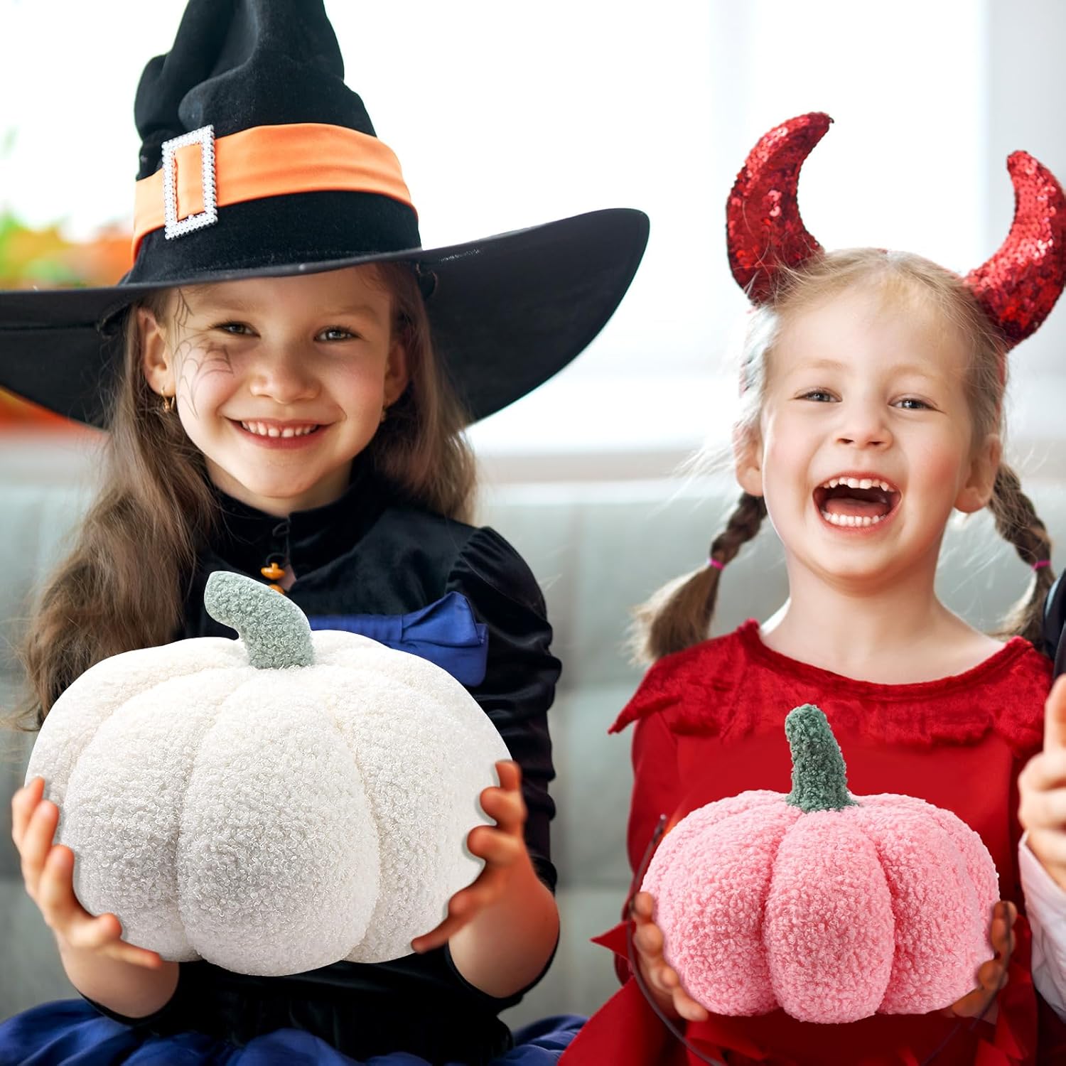 Kajaia 4 cojines de calabaza 3D de Acción de Gracias, almohada de calabaza de Halloween, sherpa, otoño, calabaza, almohada de peluche para niños, 11