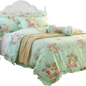 Usning Juego de funda de edredón tamaño Queen, ropa de cama floral verde de 3 piezas, ropa de cama en una bolsa 100% algodón, 100% algodón, 1 funda Usning Juego de funda de edredón tamaño Queen, ropa de cama floral verde de 3 piezas, ropa de cama en una bolsa 100% algodón, 100% algodón, 1 funda