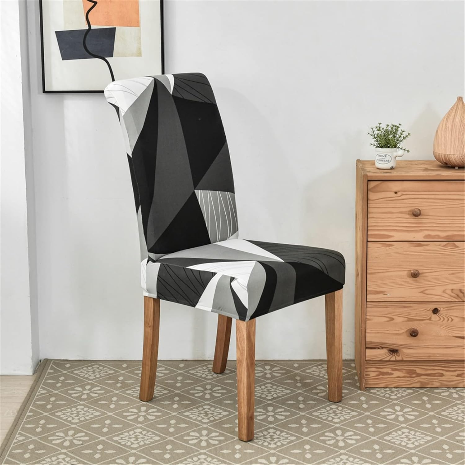 NILUOH Juego de 4 fundas para sillas de comedor, fundas elásticas para sillas de comedor, fundas rectangulares para sillas de banco, protector de