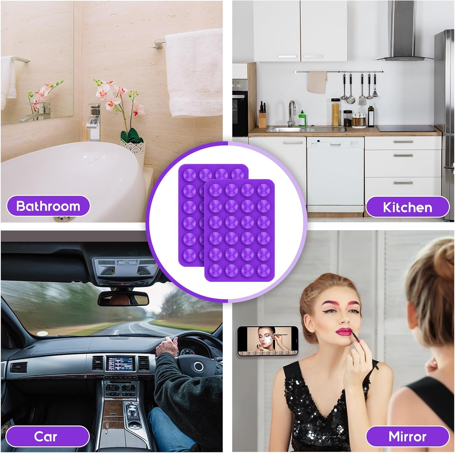 12 fundas de silicona con ventosa para teléfono, soporte adhesivo para teléfono, soporte antideslizante con ventosa para espejo, baño, hogar, cocina