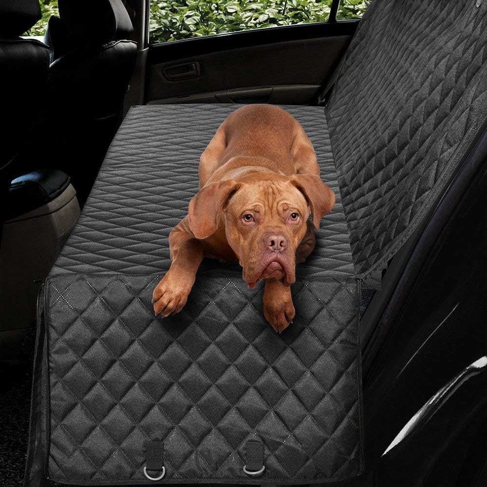 Honest – Fundas acolchadas de lujo para asiento de coche con solapa lateral para mascotas, para automóviles, camiones y SUV, funda impermeable y