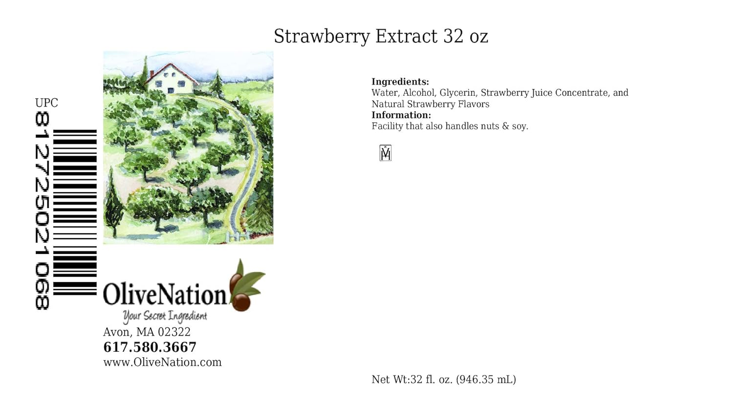 OliveNation Extracto puro de fresa 32 oz.