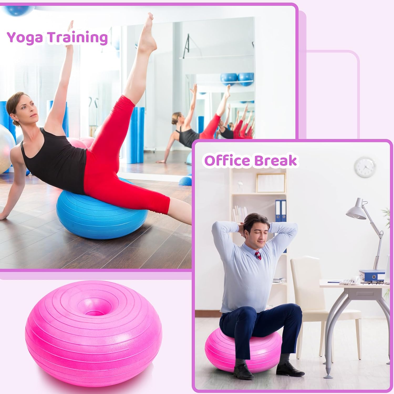 Lewtemi Asiento flexible para el aula, sillas de pelota de yoga elementales de Navidad, regalo para niños, entrenador de equilibrio de estabilidad,