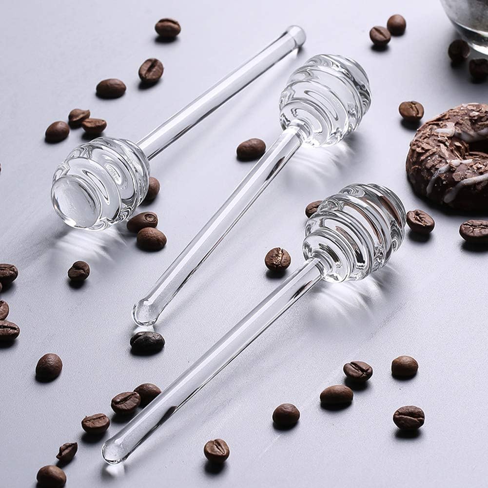 2 palitos de cristal de miel de 6 pulgadas, palitos para agitar, cuchara de miel, agitador, varita de miel para recipientes de tarro de miel,
