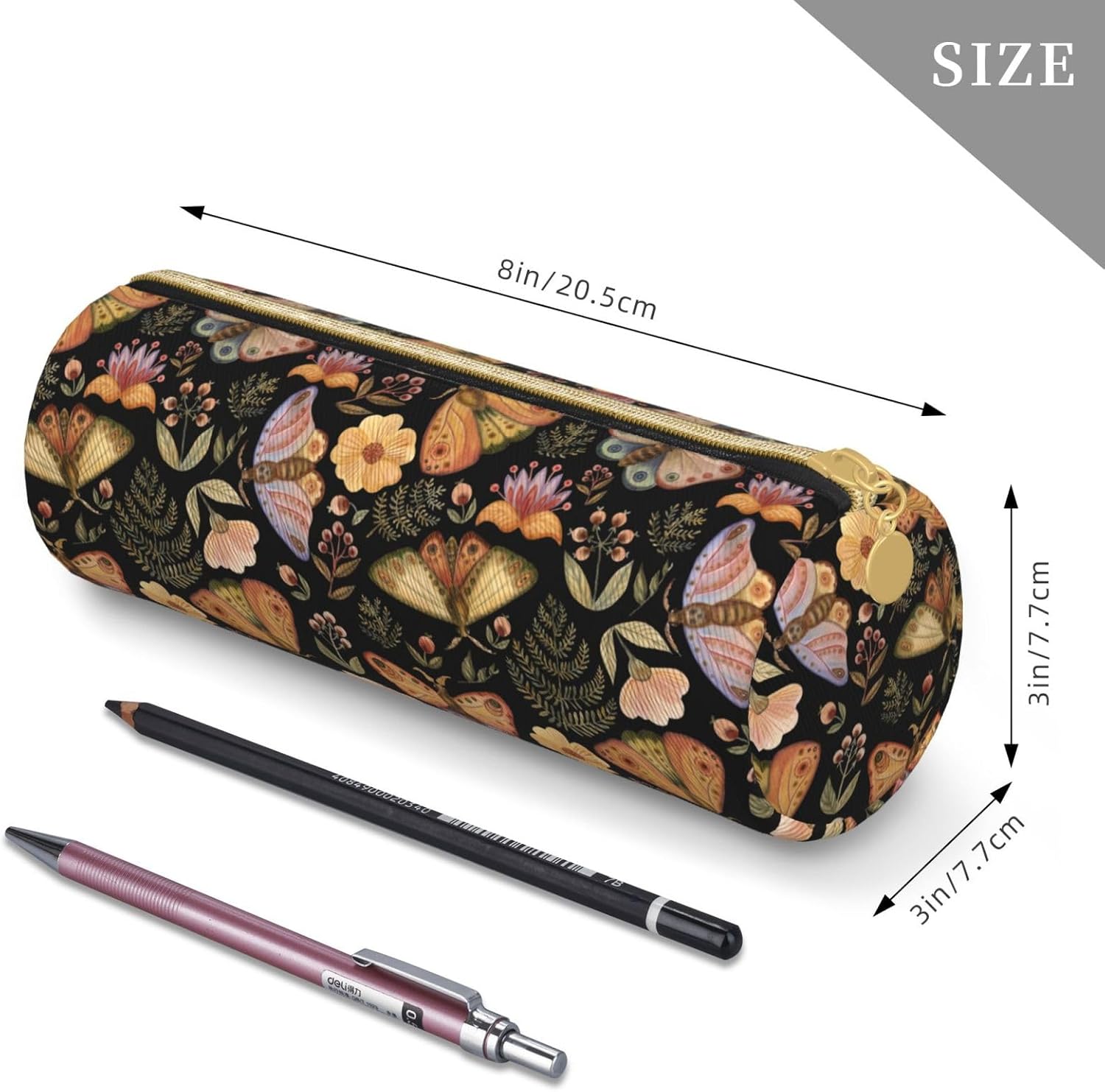 Bolsa de maquillaje simple de lona Bolsa de soporte de pluma Bolsa de almacenamiento de oficina, Polilla Bt