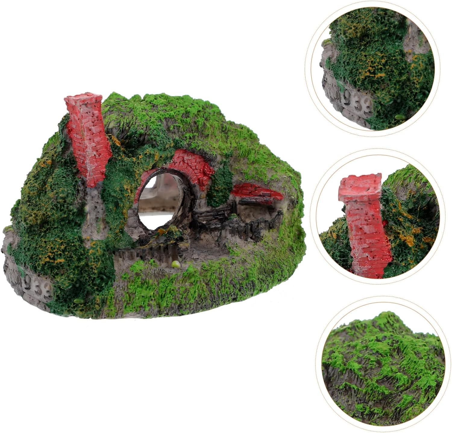 balacoo Decoración de acuario Hobbit House Resina Betta Escondite Cueva Rockery Accesorios de paisajismo Decoración Hobbit Decoración de pecera