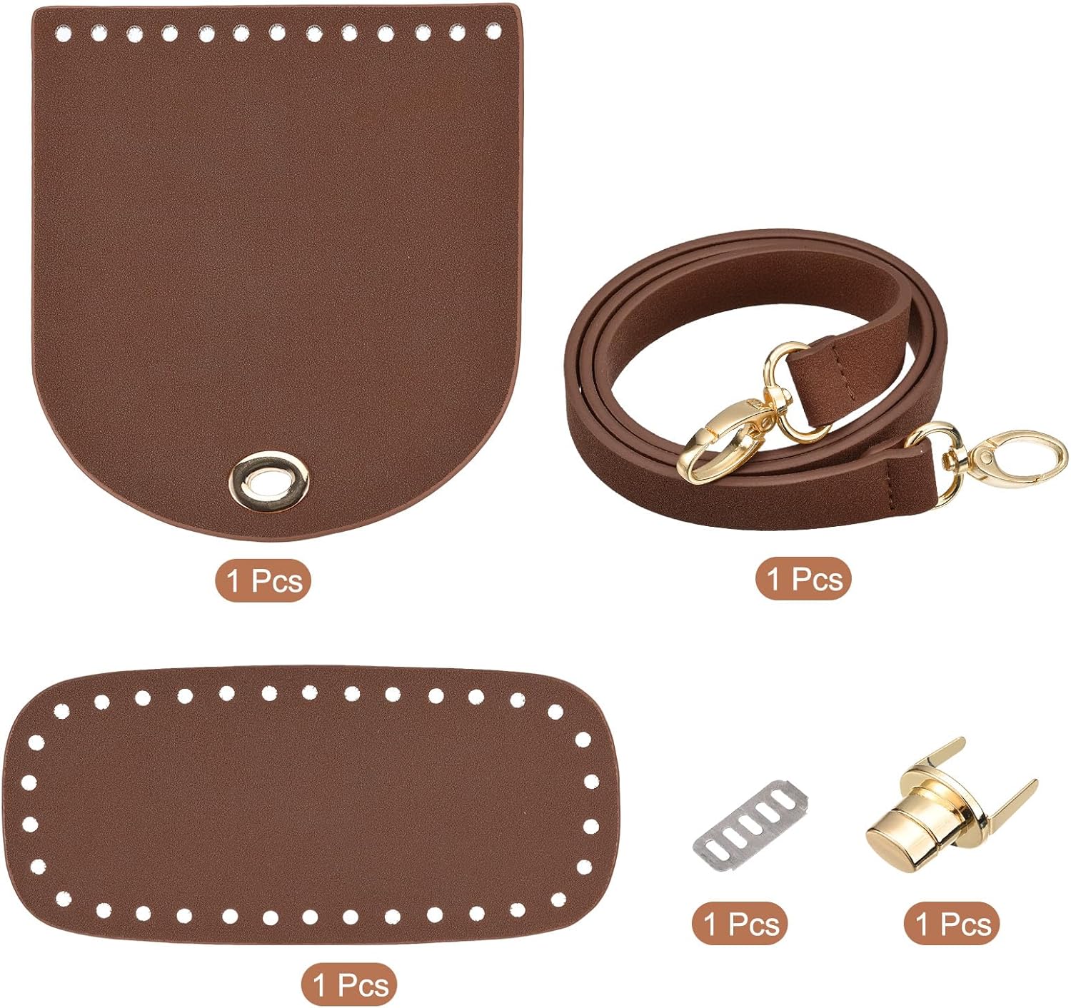 uxcell Juego de 5 bolsas de cuero para hacer mochilas, kit de fabricación de bolsos de cuero con parte inferior de bolsa, correa para el hombro,
