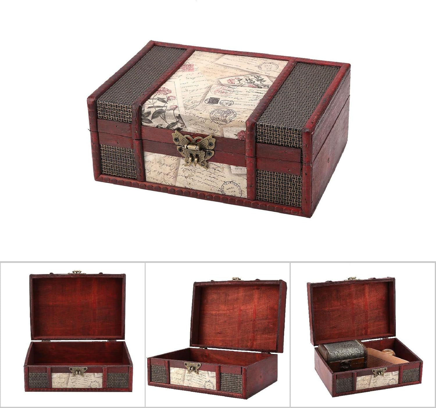 Fydun Vintage Wooden Storage Box Small Size Book Jewelry Storage Box Collectibles (#3)