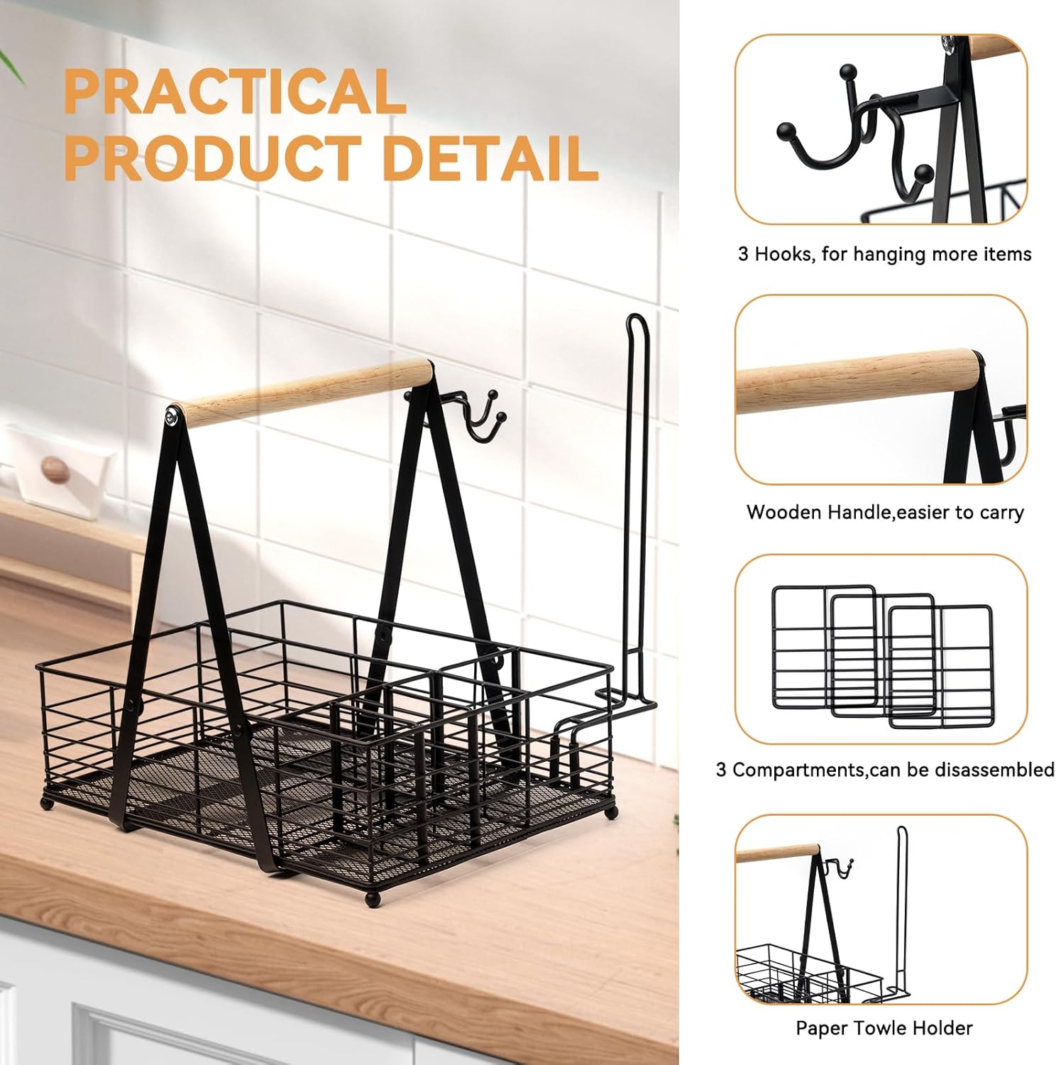 Organizador de parrilla con soporte para toallas de papel, organizador de barbacoa para acampar al aire libre, picnic, organizador de utensilios