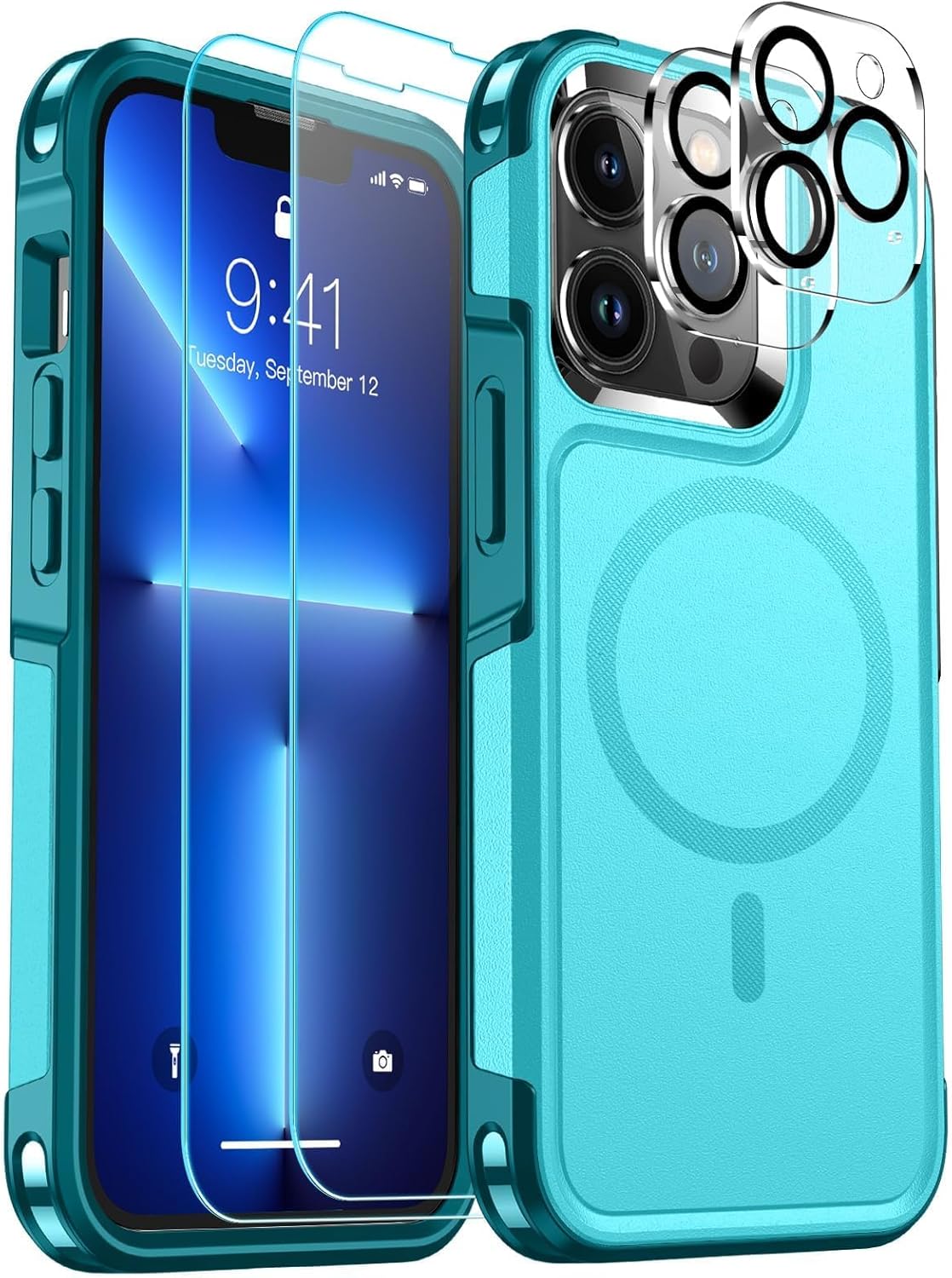 SUPFINE Funda magnética para iPhone 13 Pro (compatible con MagSafe) (protección contra caídas de grado militar de 10 pies), 2X (protector de