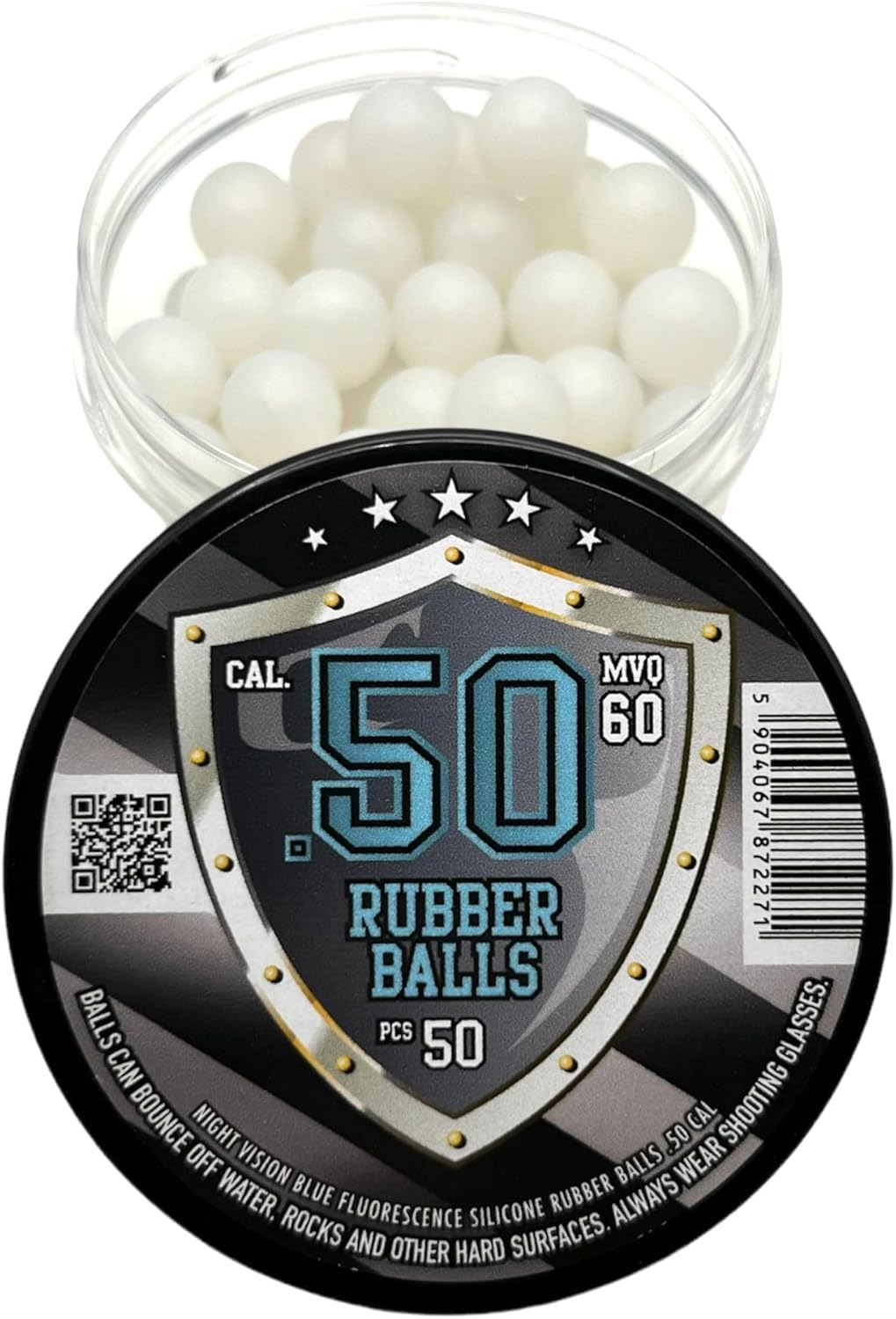 50 bolas de pintura fluorescentes de silicona Rubber Balls de visión nocturna azul que brillan en la oscuridad en 50 cal. para entrenamiento y