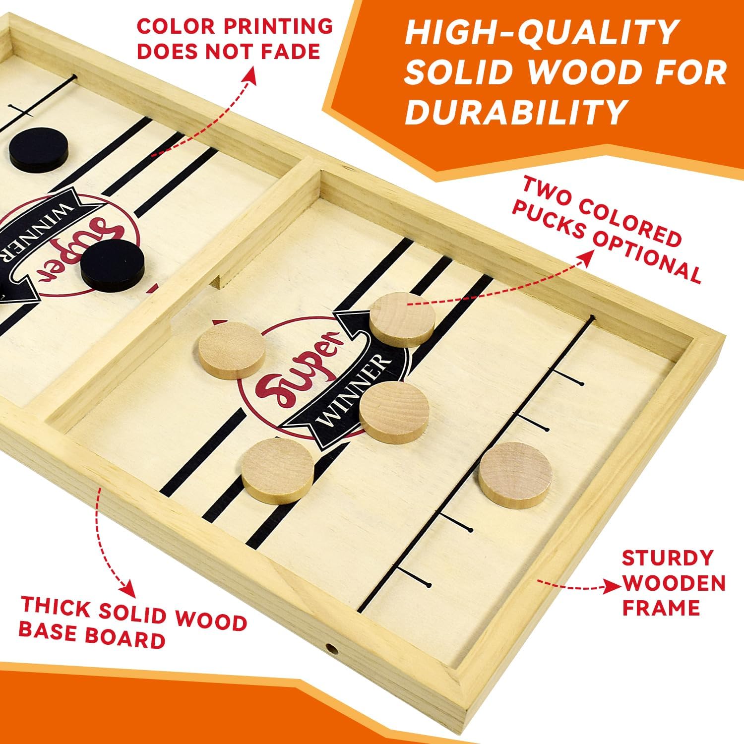 BAKAM Juego de disco de cabestrillo súper rápido, juego de hockey de mesa portátil para niños y adultos, juegos de tirachinas de mesa para niños y