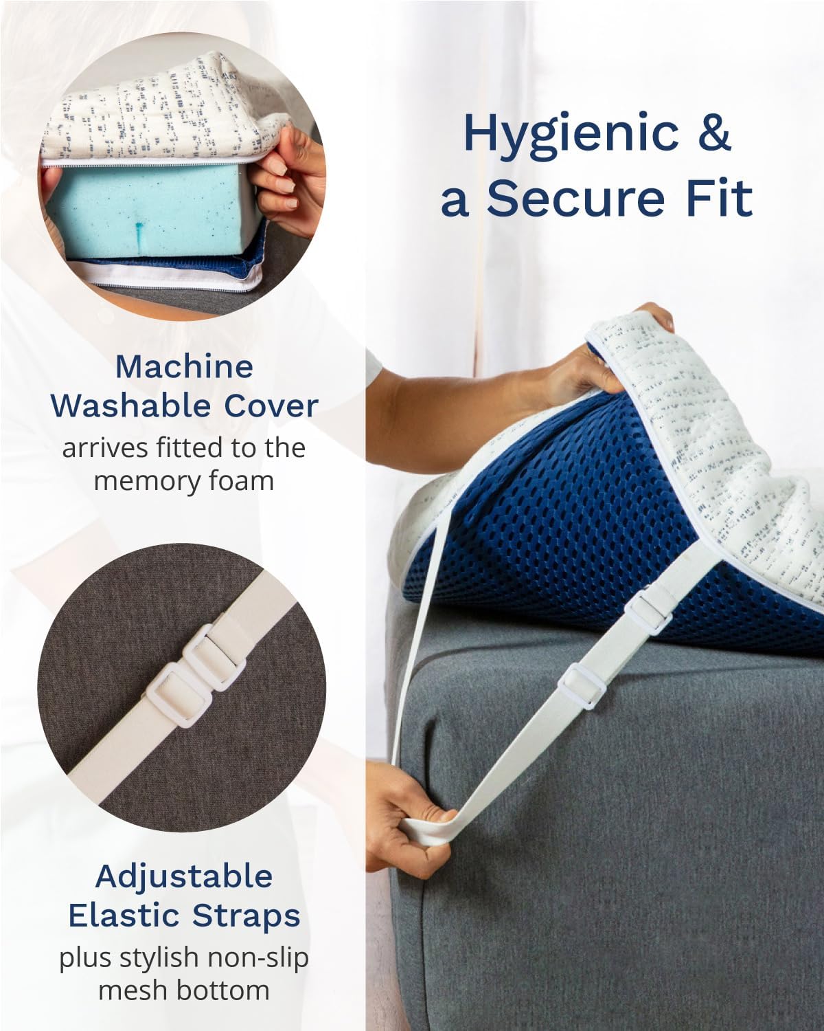 Cubre colchón de viscogel de 3 pulgadas de grosor con ventilación, Memory Foam, Azul
