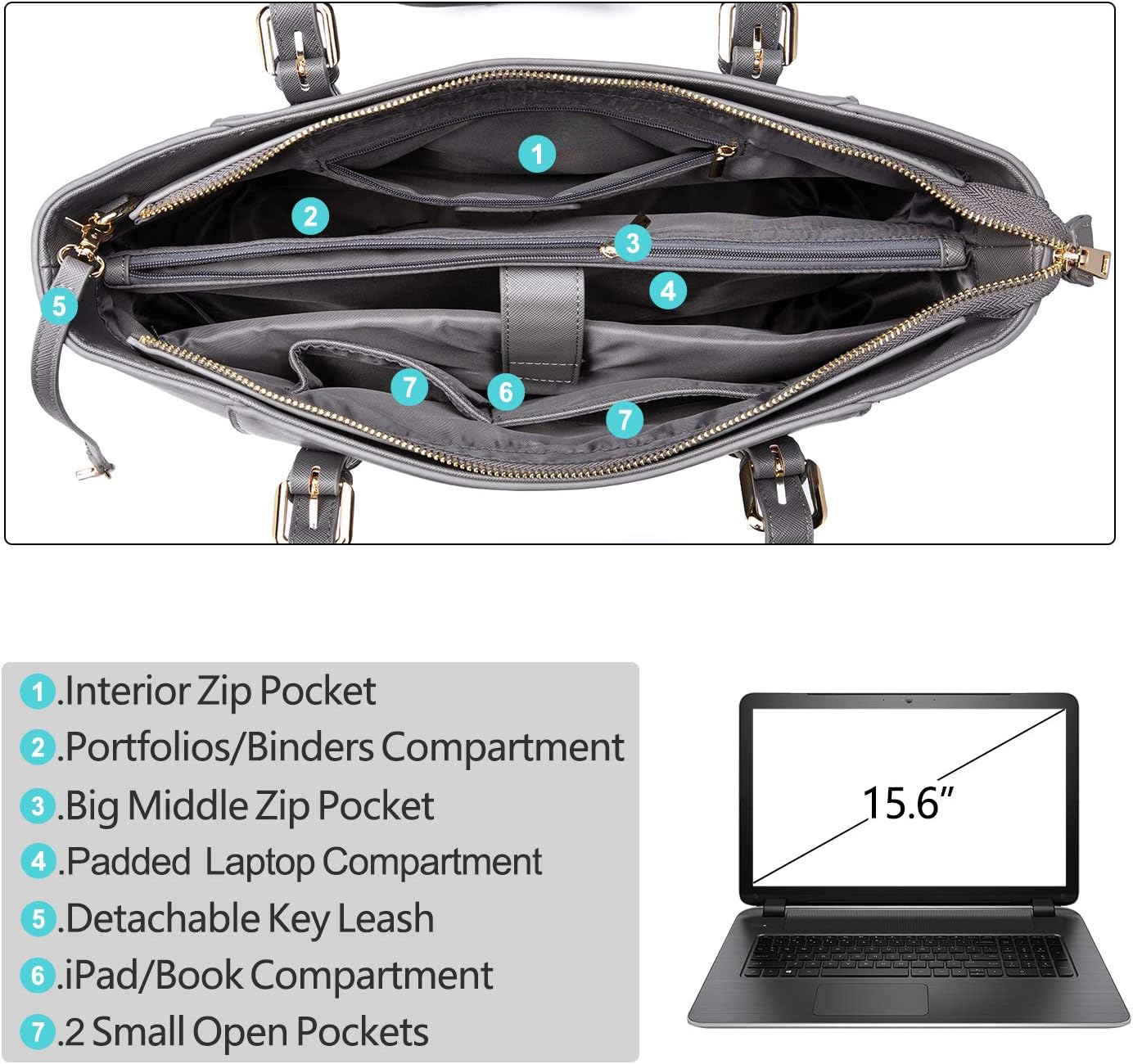 Bolsa de mano para computadora portátil para mujer, bonita bolsa grande para computadora portátil