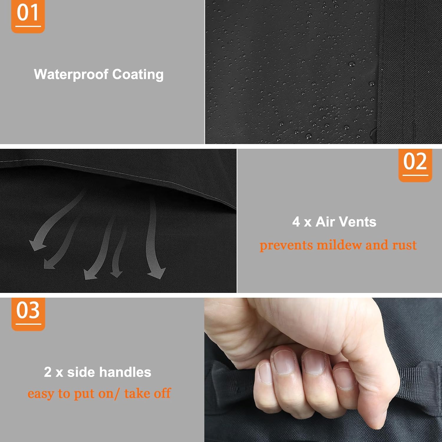 WOMACO Funda resistente para mesa de patio, funda impermeable para muebles de exterior (negro, rectangular, 75 x 57 x 28 pulgadas)