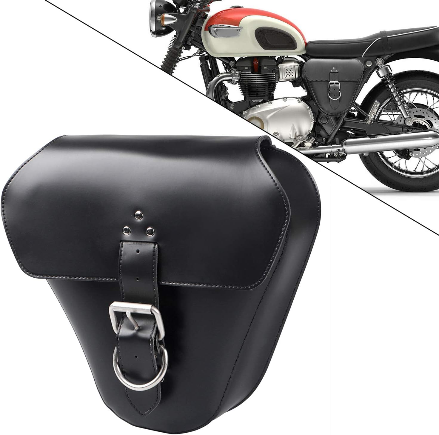 Motocicleta izquierda cuero bolsa alforja cubierta lateral para Triumph Bonneville Scrambler Street Twin Cup, negro
