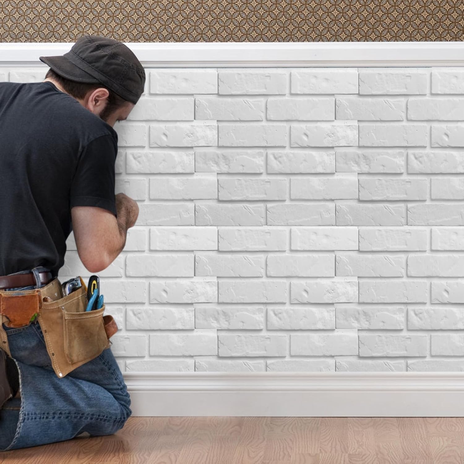 Poxiuna – 1 baldosa adhesiva para salpicaduras de cocina, 12 x 12 pulgadas, autoadhesiva, impermeable, paneles de pared 3D para despegar y pegar,