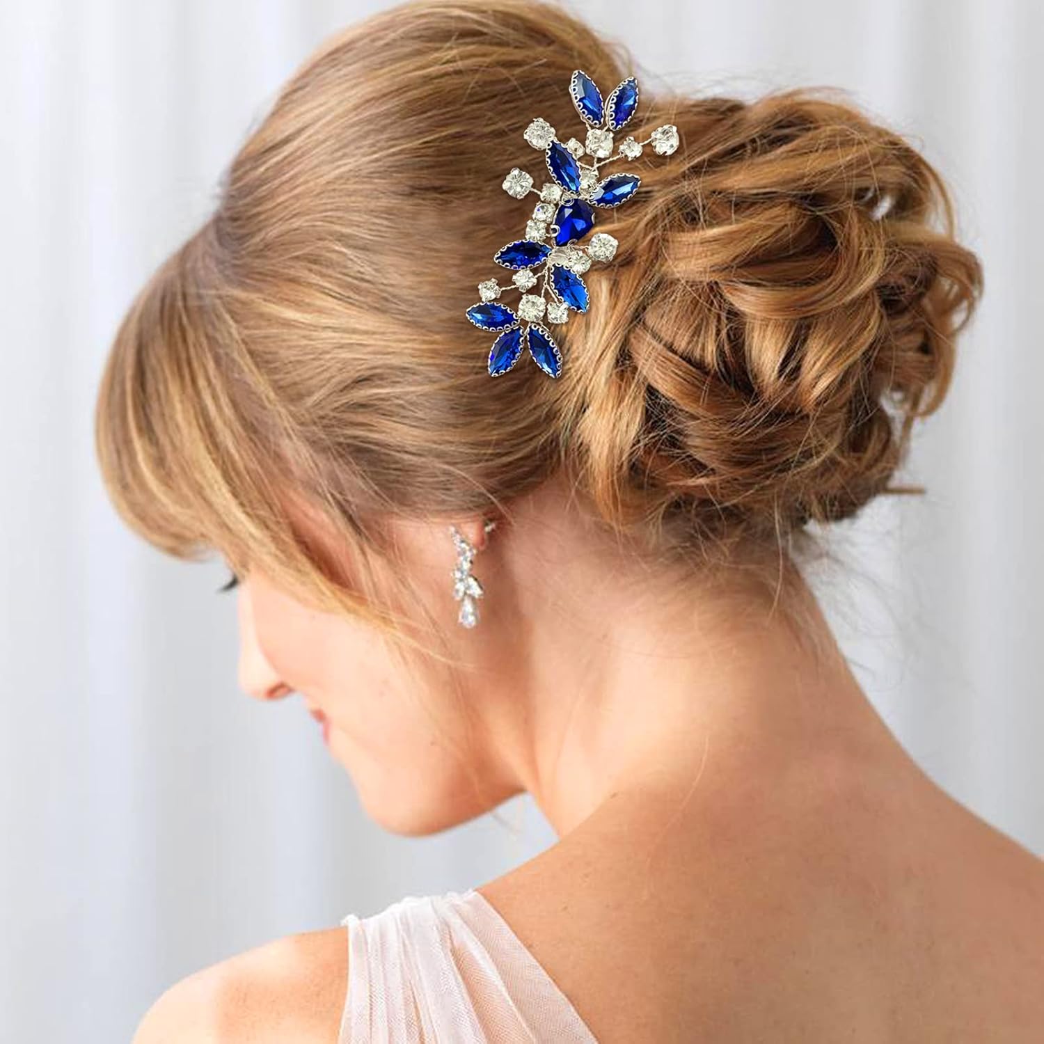 PRETTYLIFE Peine de pelo de novia de cristal plateado para novia, accesorios para el cabello de novia, fiesta de graduación, pieza de pelo para