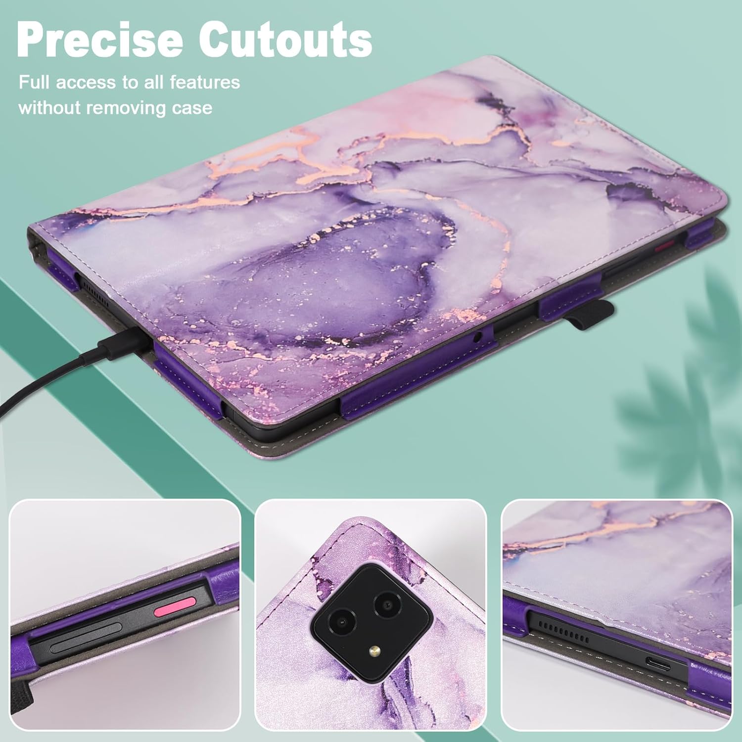 Caweet Funda para tablet T-Mobile Revvl Tab 5G – Funda protectora de cuero de primera calidad con función de apagado y encendido automático, mármol