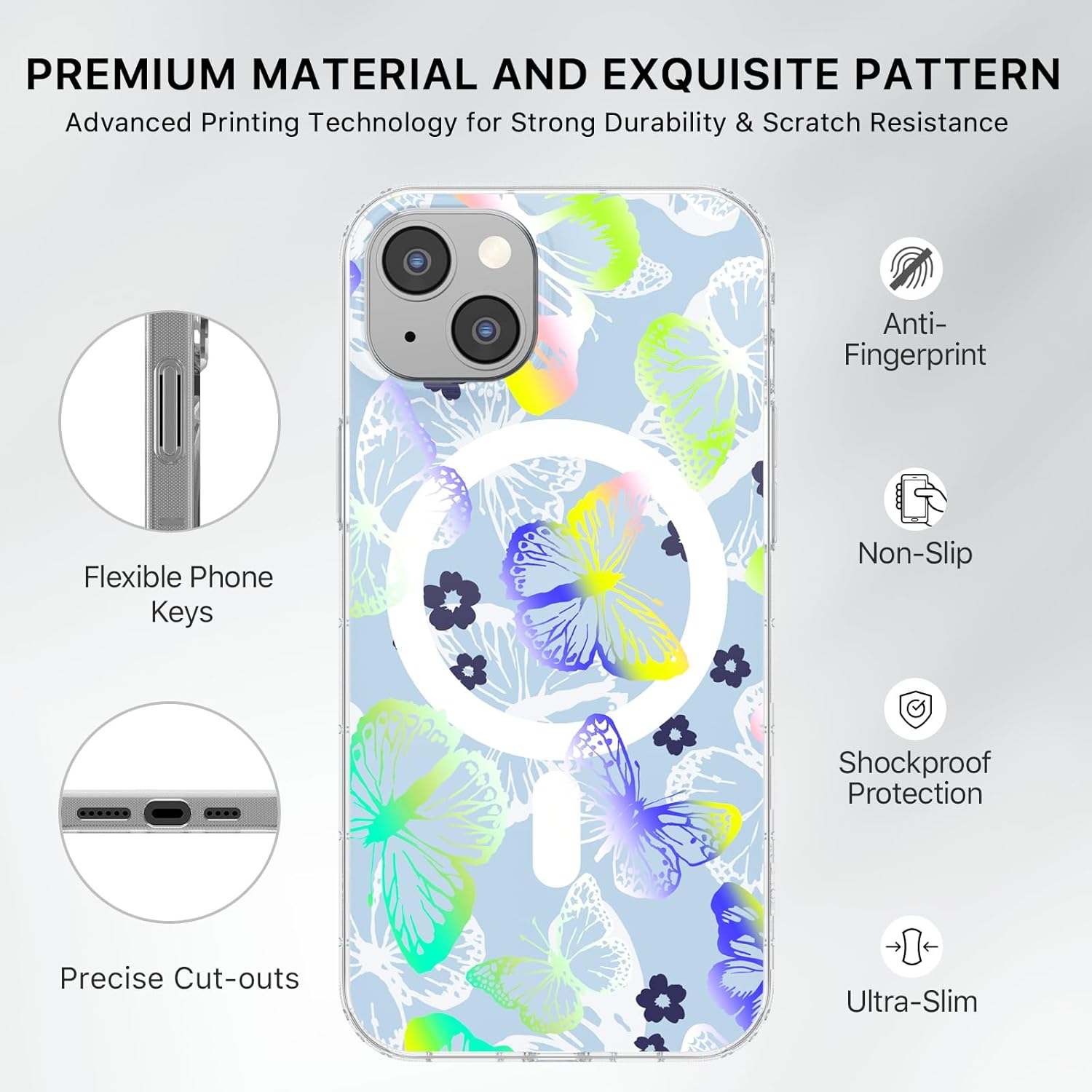 MYBAT PRO – Funda magnética para iPhone 15 de 6.1 pulgadas, compatible con MagSafe, protección contra caídas de la serie Mood para mujeres y niñas,
