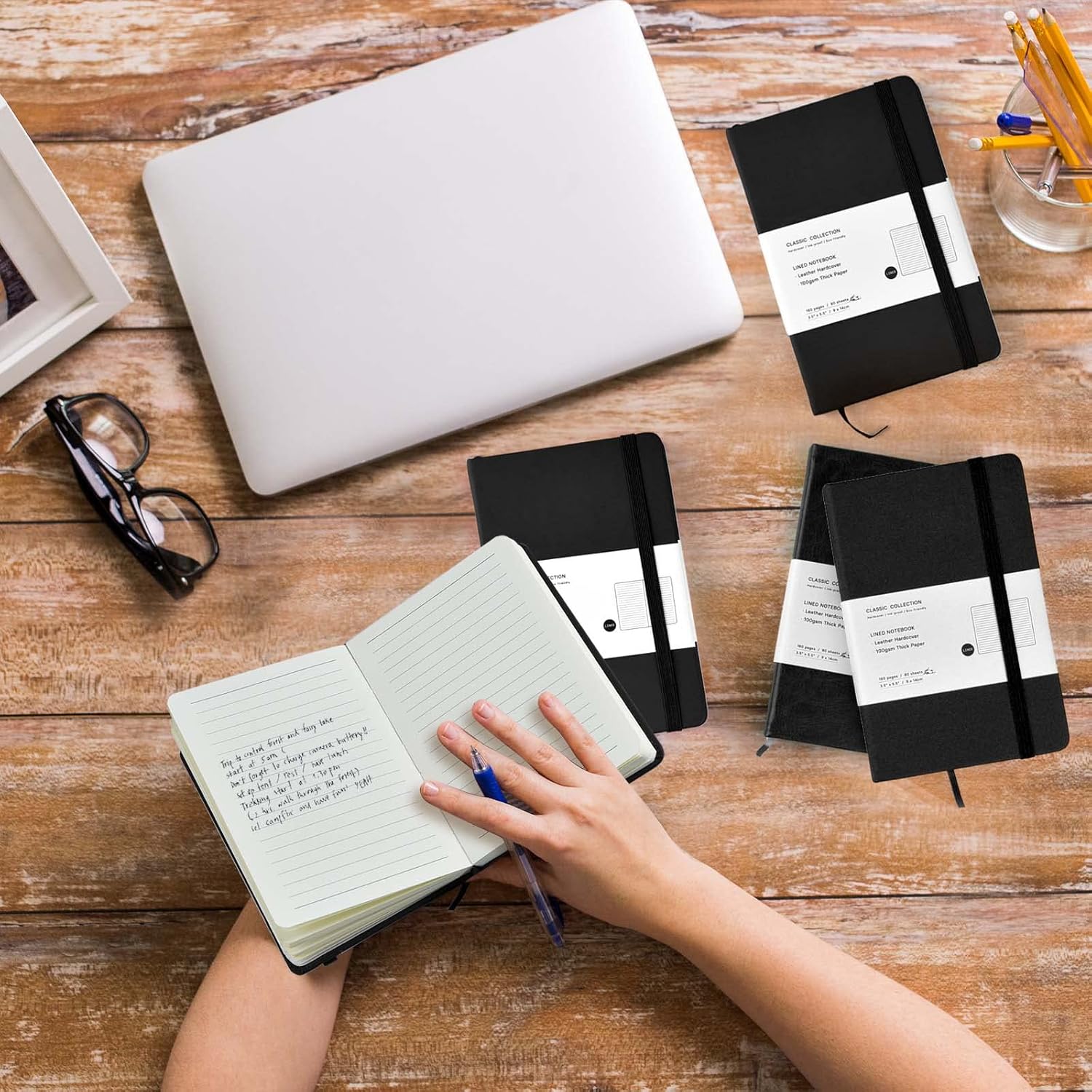 Coopay Paquete de 4 cuadernos de bolsillo, cuadernos pequeños, bloc de notas con forro de cuero sintético, para oficina, hogar, escuela, negocios,