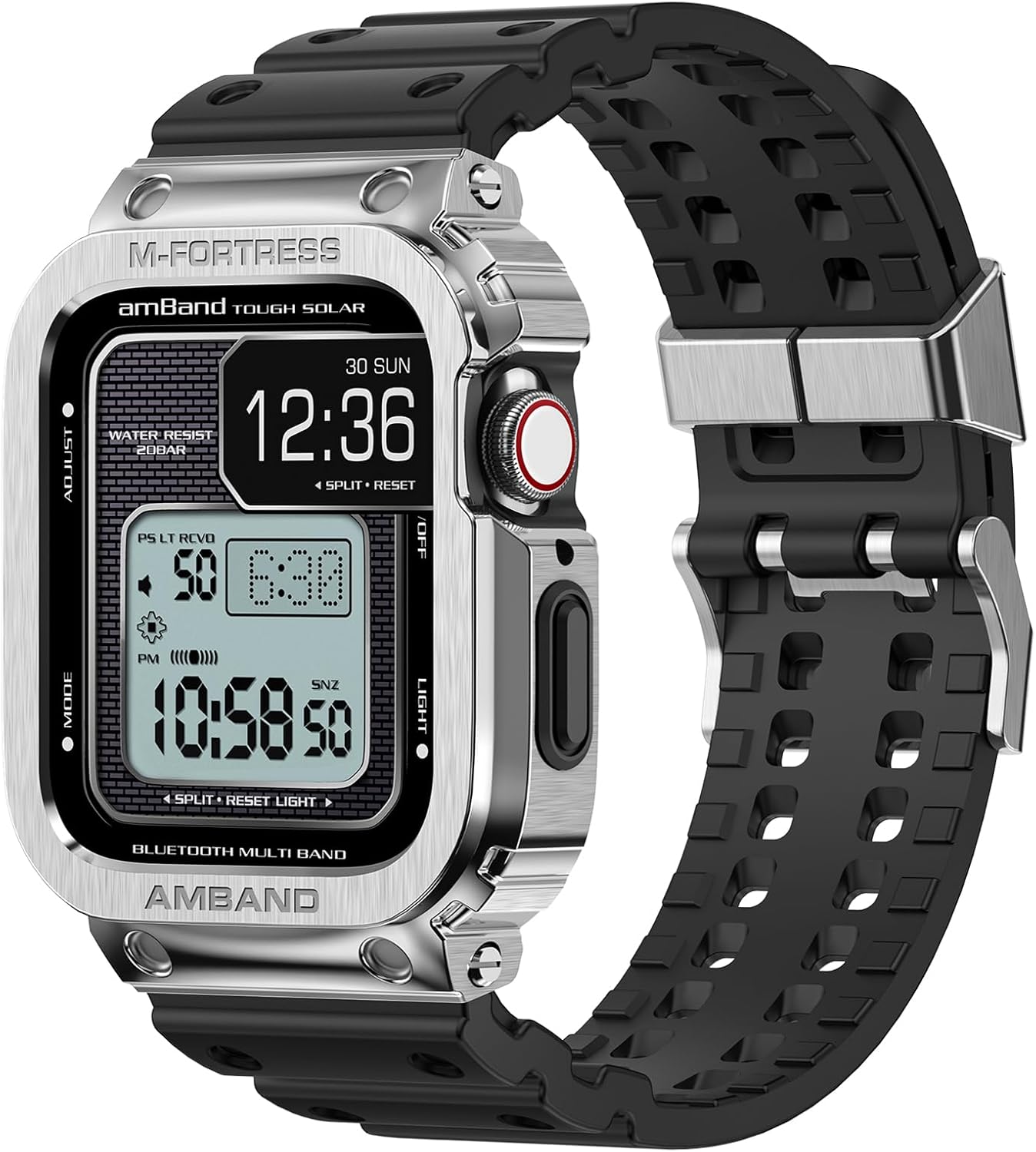 amBand – Funda resistente de acero inoxidable contra golpes compatible con Apple Watch Series 76SE54 de 1.57 pulgadas, 1.65 pulgadas, Moving