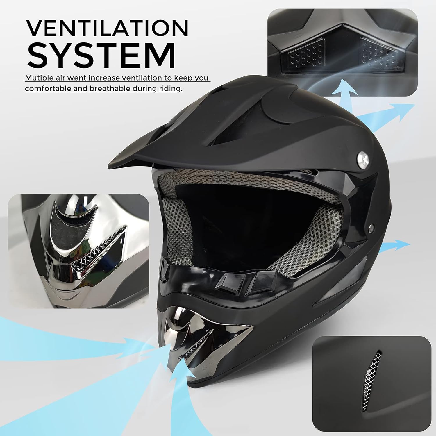 Casco de motocross, casco de motocicleta ATV ATV para jóvenes y adultos, casco de bicicleta de montaña BMX de 4 ruedas para niños, certificado DOT,